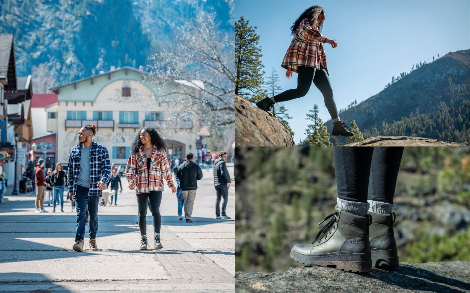 Shop the Forsake Isla High featuring the Forest colorway on a mountain.