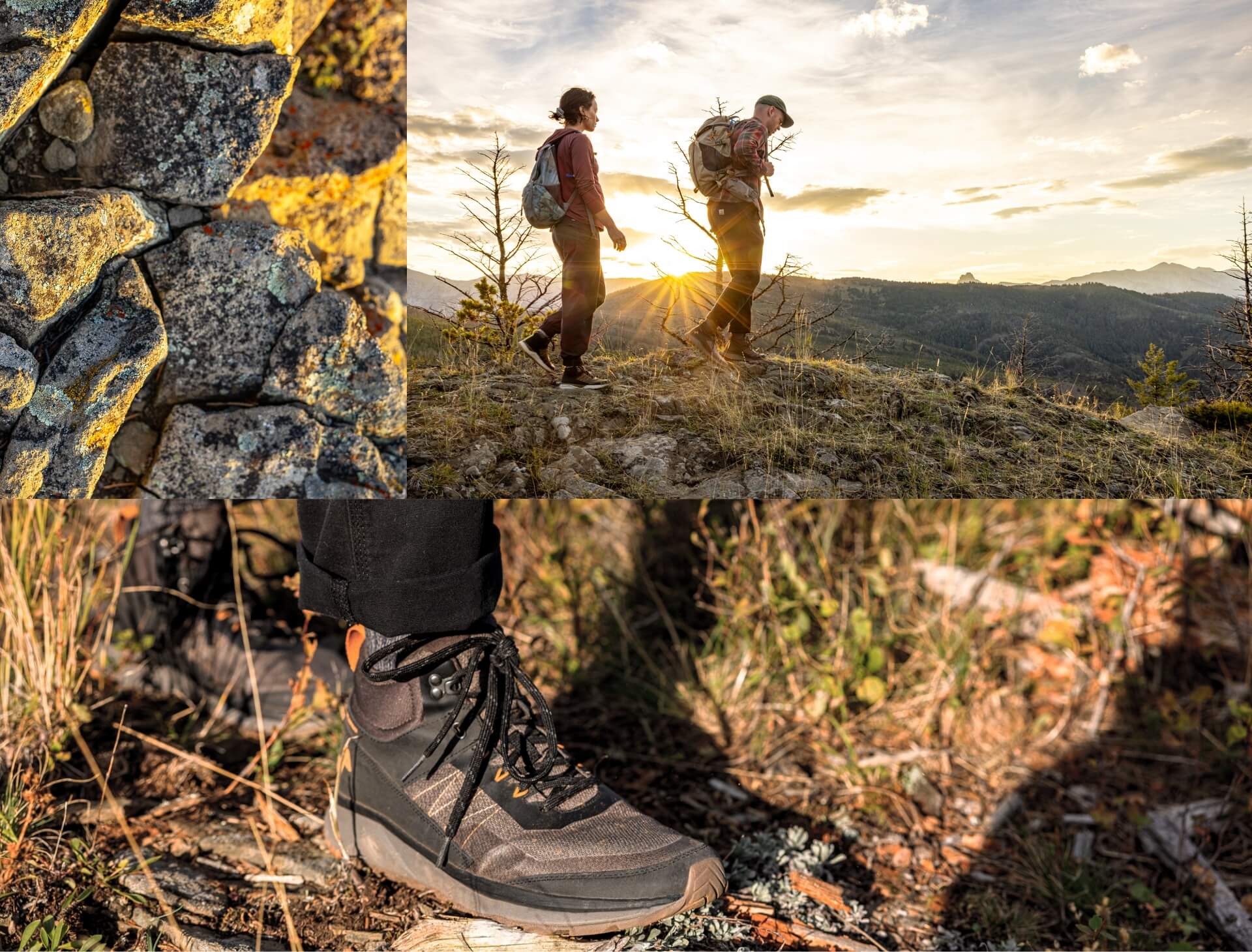 The Forsake Men's Cascade Peak Mid in brown shown on a mountain top.